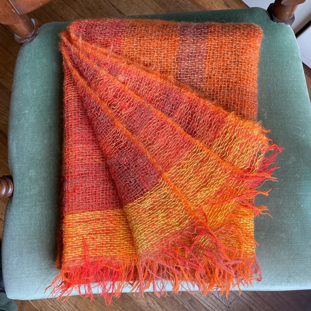 Vintage wool mohair Scottish plaid Heather Weave afghan throw blanket shawl - Picture 5 of 12